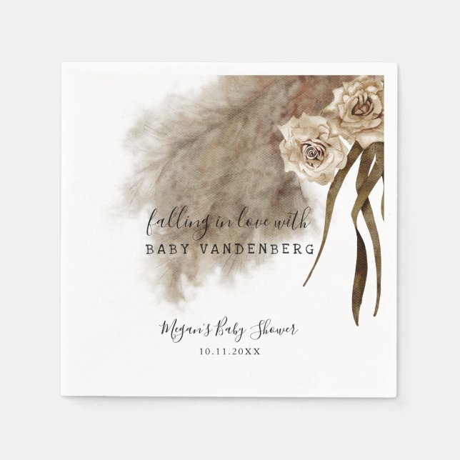 Guardanapo De Papel Chá de fraldas Bohemian Pampas Grass Greenery (Frente)