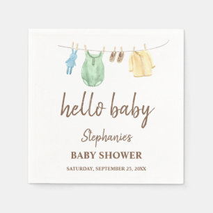 Guardanapo De Papel Chá de fraldas Boho Clothes Line Hello Baby