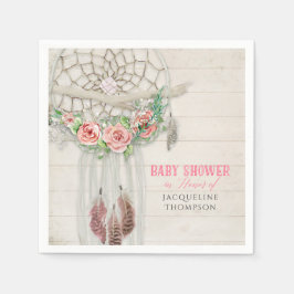Guardanapo De Papel CHÁ DE FRALDAS BOHO Feather Drecher Macrame