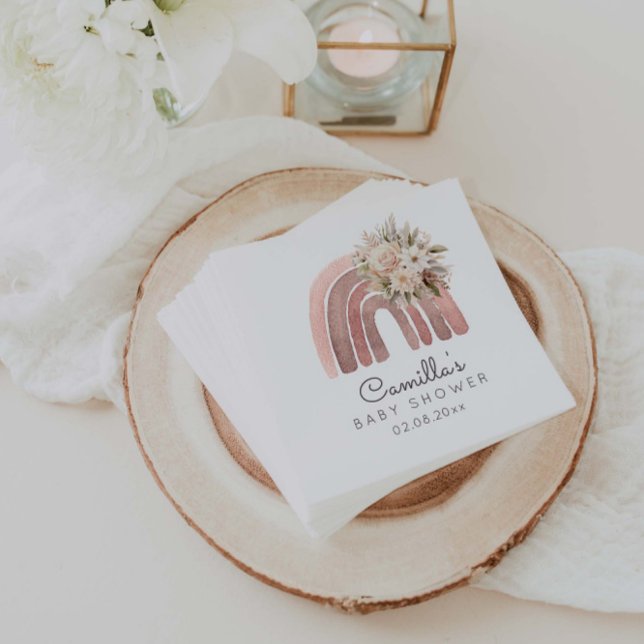 Guardanapo De Papel Chá de fraldas Boho Floral Rainbow Girl (Criador carregado)