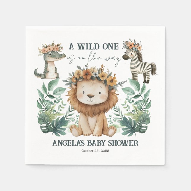 Guardanapo De Papel Chá de fraldas Boho Safari Lion (Frente)