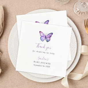 Guardanapo De Papel Chá de fraldas borboleta elegante Obrigado Script