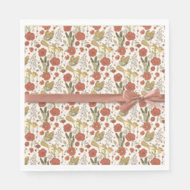 Guardanapo De Papel Chá de fraldas | Borboletas e flores poéticas