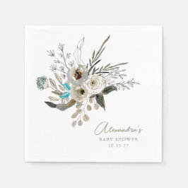 Guardanapo De Papel Chá de fraldas Botânico azul-Terra Minimalista