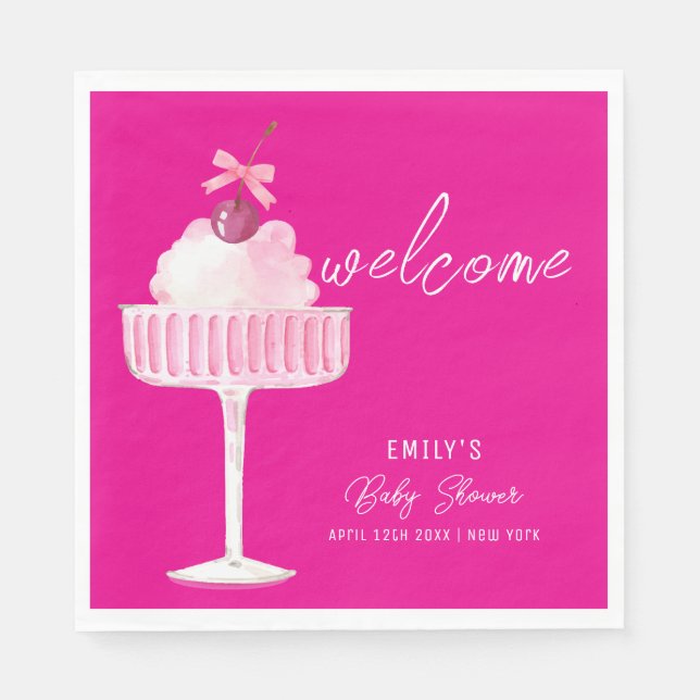 Guardanapo De Papel Chá de fraldas Branca de Champanhe Cerejeira Rosa  (Frente)