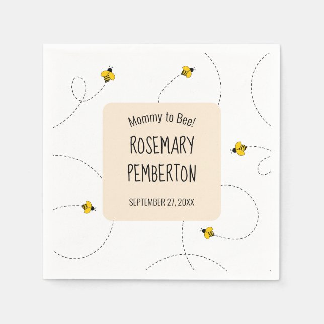 Guardanapo De Papel Chá de fraldas Branco Simples De Abelhas (Frente)