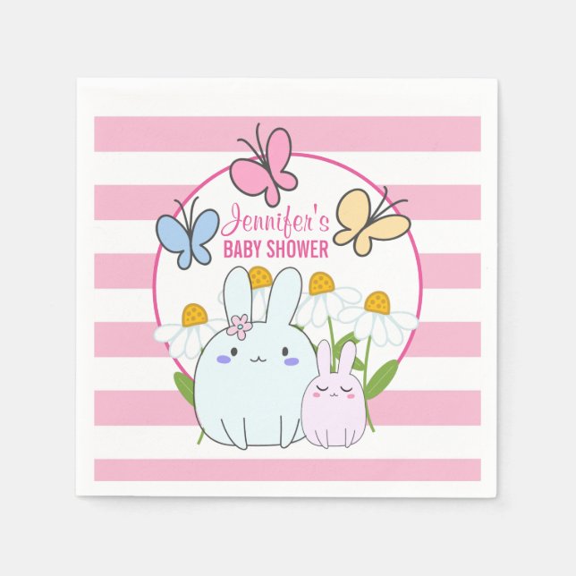 Guardanapo De Papel Chá de fraldas Bunnies, Borboletas e Disias (Frente)