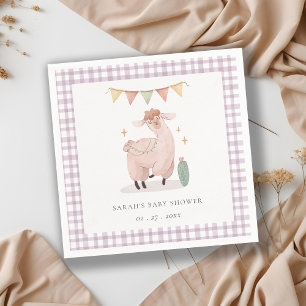 Guardanapo De Papel Chá de fraldas Cactus Boho Llama, Xadrez roxa