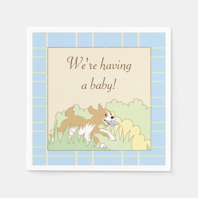 Guardanapo De Papel Chá de fraldas Coquetel Nápoles/Azul Construa um C (Frente)