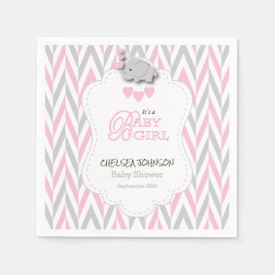 Guardanapo De Papel Chá de fraldas cor-de-rosa, branco & cinzento