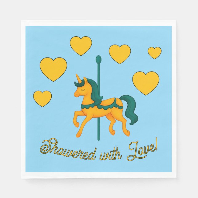 Guardanapo De Papel Chá de fraldas/Corações Imísicos do Unicórnio (Frente)