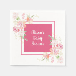 Guardanapo De Papel Chá de fraldas | Coral cor-de-rosa, Dourada Aquare