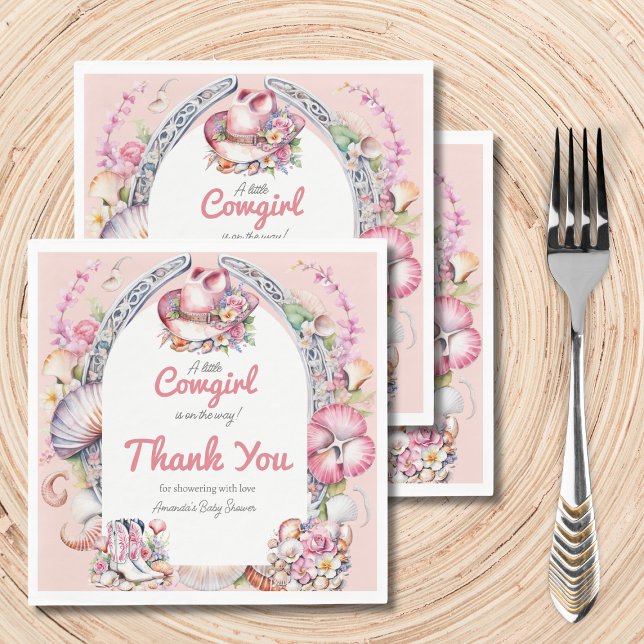 Guardanapo De Papel Chá de fraldas Costeiro Rosa-Rosa-Pequena Cowgirl  (Criador carregado)