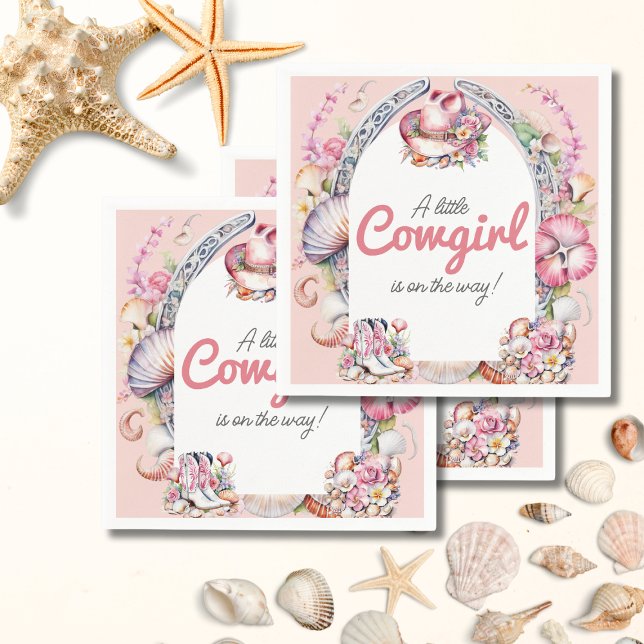 Guardanapo De Papel Chá de fraldas Costeiro Rosa-Rosa-Pequena Cowgirl  (Criador carregado)