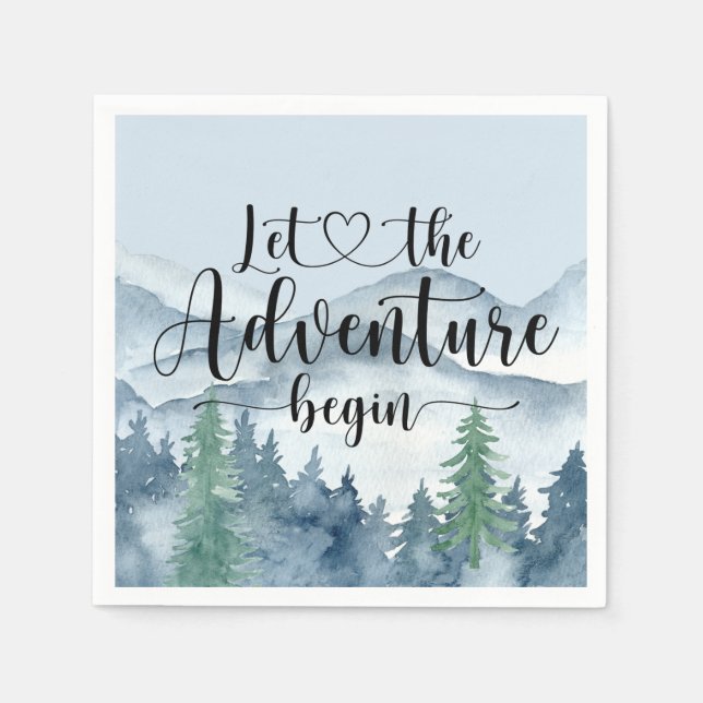 Guardanapo De Papel Chá de fraldas das Montanhas de Aquarela de Aventu (Frente)