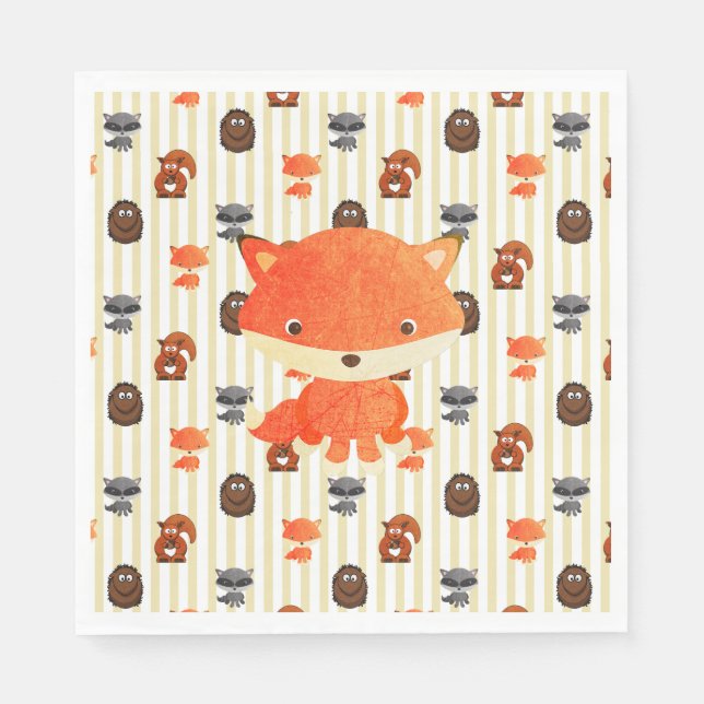 Guardanapo De Papel Chá de fraldas de Animais da Floresta Nápoles (Frente)