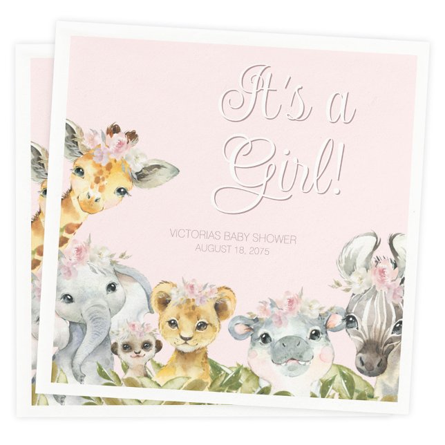 Guardanapo De Papel Chá de fraldas De Animais Safari Doce (You can change the text and background color.)