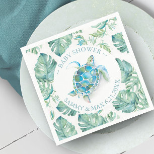 Guardanapo De Papel Chá de fraldas de Aquarela de Tartaruga Tropical