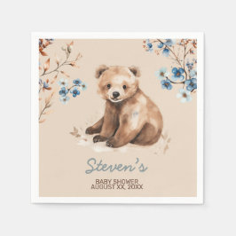 Guardanapo De Papel Chá de fraldas de aquarela de urso bonito
