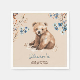 Guardanapo De Papel Chá de fraldas de aquarela de urso bonito