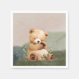 Guardanapo De Papel Chá de fraldas de Aquarela do Urso Bebê Cutie
