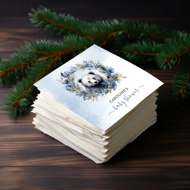 Guardanapo De Papel Chá de fraldas de Aquarela do Urso Inverno (Winter Bear Watercolor Baby Shower Napkins)