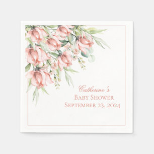 Guardanapo De Papel Chá de fraldas de Aquarela Floral Rosa Elegante