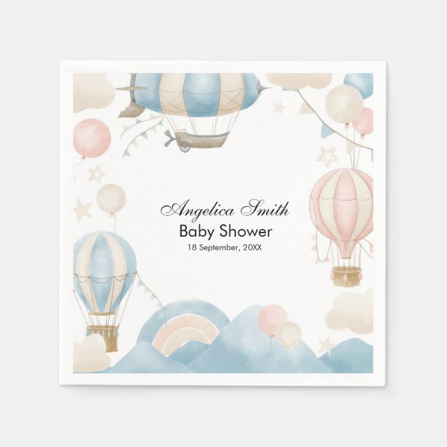 Guardanapo De Papel Chá de fraldas de Balão de Ar Quente de Aquarela (Frente)