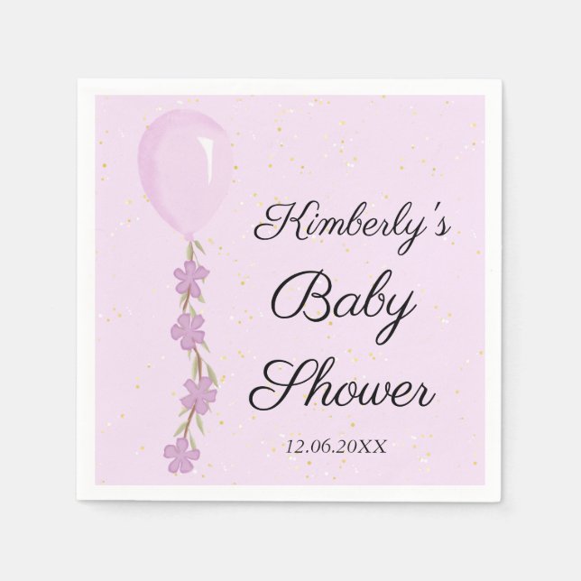 Guardanapo De Papel Chá de fraldas de balão rosa-claro (Frente)