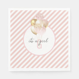 Guardanapo De Papel Chá de fraldas de Balões Rosa e Dourado