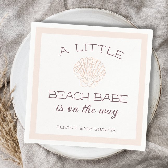 Guardanapo De Papel Chá de fraldas de Beach Babe Seashell Summer Girl (Beach Babe Seashell Summer Girl Baby Shower Napkins)