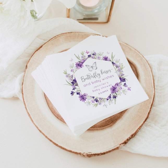 Guardanapo De Papel Chá de fraldas de beija-flor prateada roxa (Criador carregado)