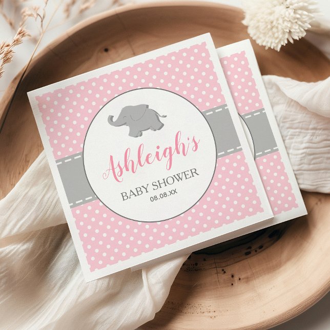 Guardanapo De Papel Chá de fraldas de Bolinhas de Cinza Rosa Elefante (Criador carregado)