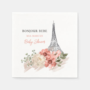 Guardanapo De Papel Chá de fraldas de Bonjour Bebe Eiffel Tower Paris
