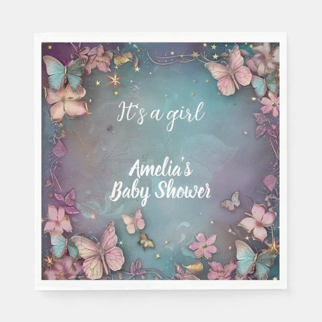 Guardanapo De Papel Chá de fraldas de borboleta Roxo (Frente)