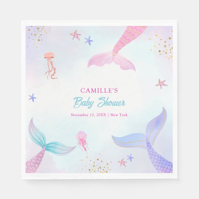 Guardanapo De Papel Chá de fraldas de cauda de Sereia do Oceano Cinto (Frente)