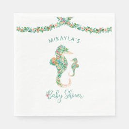 Guardanapo De Papel Chá de fraldas De Cavalo De Mar Floral Com Aquarel