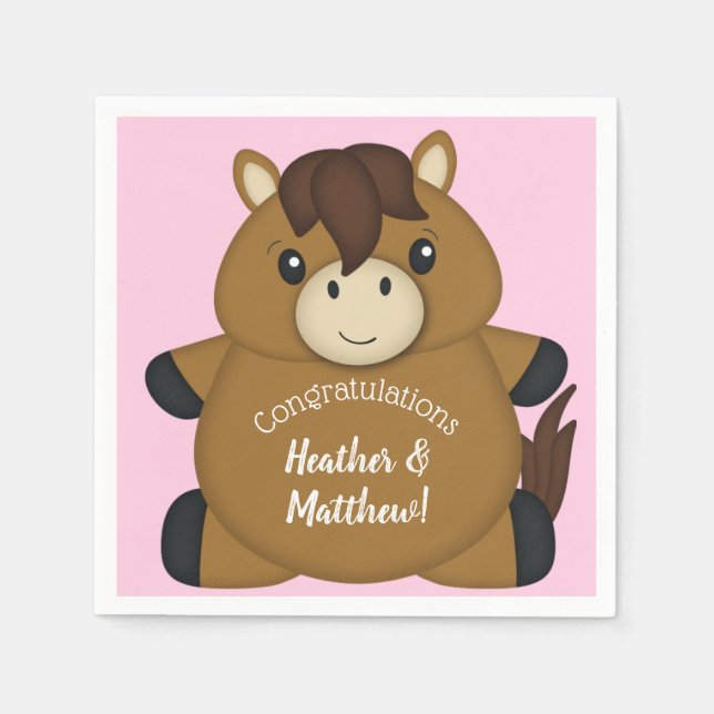 Guardanapo De Papel Chá de fraldas de Cavalo Rosa (Frente)