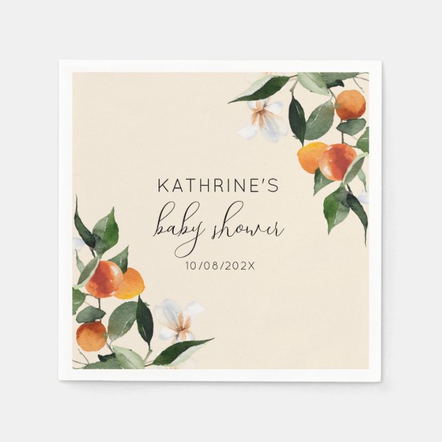 Guardanapo De Papel chá de fraldas de citros de aquarela (Frente)