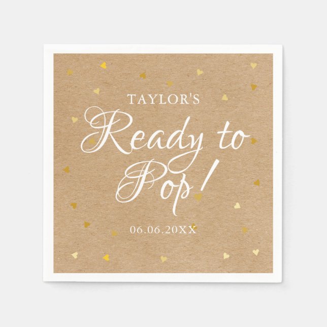 Guardanapo De Papel Chá de fraldas de Confetti Pronto para Pop Dourado (Frente)