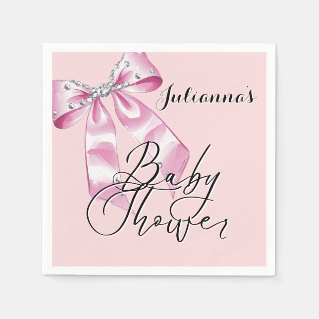 Guardanapo De Papel Chá de fraldas de coqueta rosa elegante (Frente)