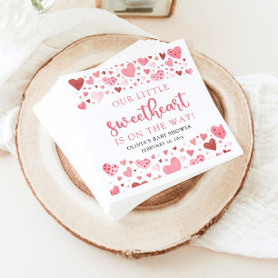 Guardanapo De Papel Chá de fraldas de Dia de os namorados rosa doce