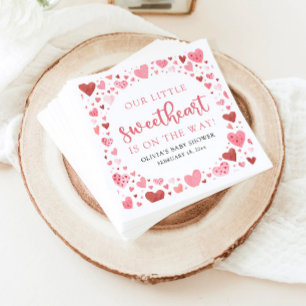 Guardanapo De Papel Chá de fraldas de Dia de os namorados rosa doce