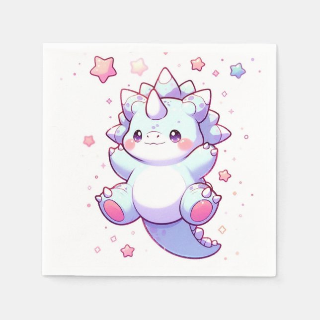 Guardanapo De Papel Chá de fraldas de Dinossauro Cuta Whimsical (Frente)