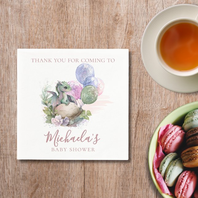 Guardanapo De Papel Chá de fraldas De Dragão De Aquarela Muito Obrigad (Criador carregado)