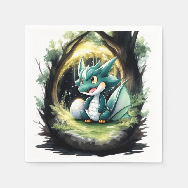 Guardanapo De Papel Chá de fraldas de Dragão Encantador (Frente)