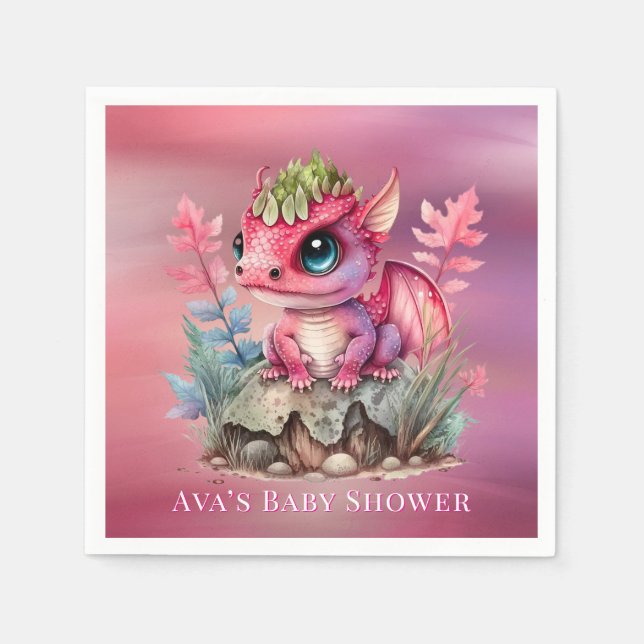 Guardanapo De Papel Chá de fraldas de Dragão Rosa Quente (Frente)