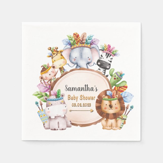 Guardanapo De Papel Chá de fraldas de Elefante Bô Wild Giraffe Zebra (Frente)