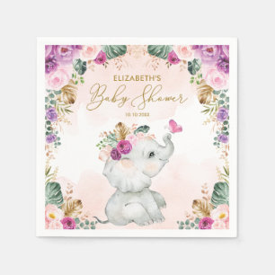 Guardanapo De Papel Chá de fraldas de Elefante Floral com Blush