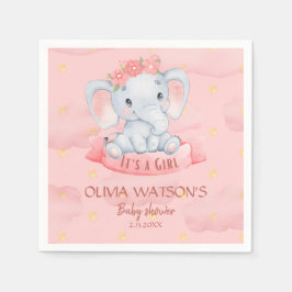 Guardanapo De Papel Chá de fraldas de elefante floral de cor rosa-d'ág